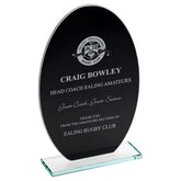 BLACK BACKED JADE GLASS OVAL(4mm THICK) - 8in